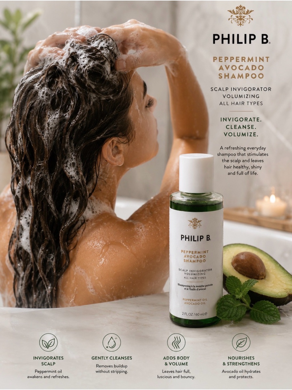 PHILIP B. Peppermint Avocado Shampoo - Green 2oz